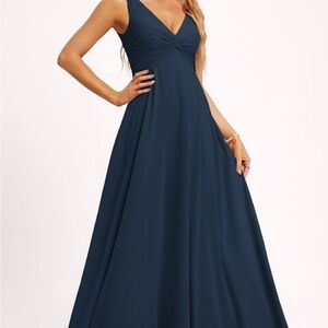 JJs House Blue Maxi V-Neck Sleeveless Dress